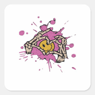 Skeleton Hand Heart Show Classic Quadratischer Aufkleber