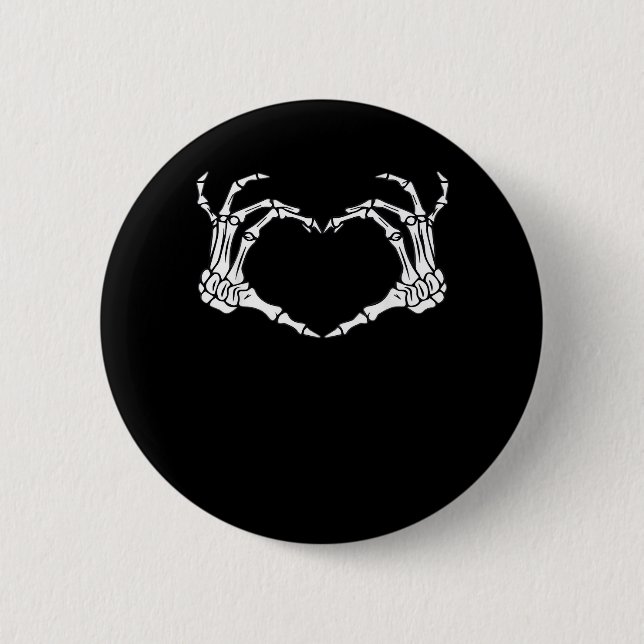 Skeleton Hand Heart Sign Costume Funny Halloween Button (Vorderseite)