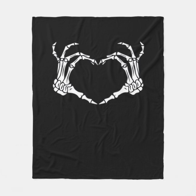 Skeleton Hand Heart Sign Costume Funny Halloween Fleecedecke (Vorderseite)