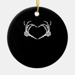 Skeleton Hand Heart Sign Costume Funny Halloween Keramik Ornament