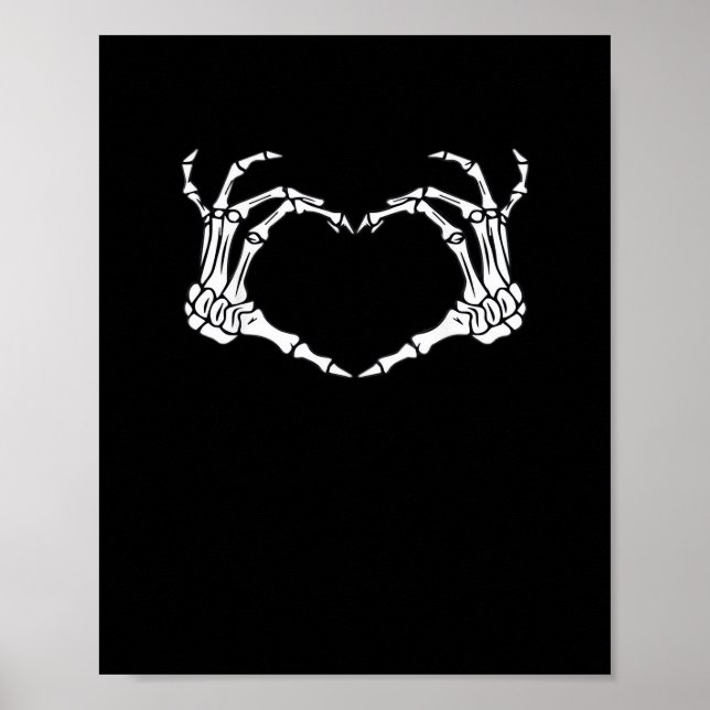 Skeleton Hand Heart Sign Costume Funny Halloween Poster (Vorne)