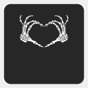 Skeleton Hand Heart Sign Costume Funny Halloween Quadratischer Aufkleber