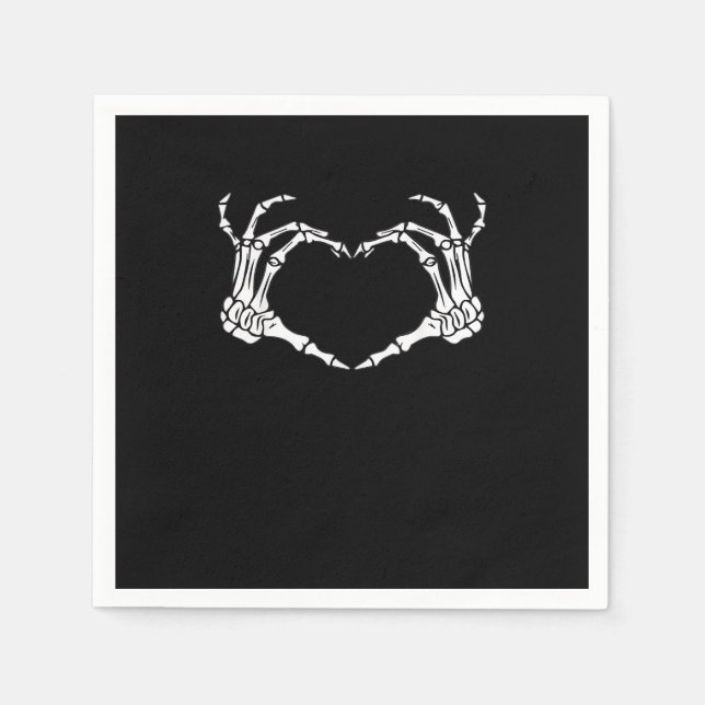 Skeleton Hand Heart Sign Costume Funny Halloween Serviette (Vorderseite)