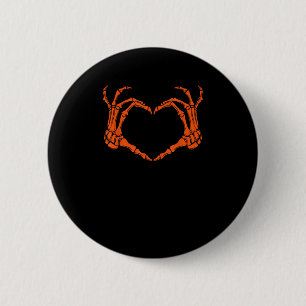 Skeleton Hand Heart Sign Costume Halloween Design Button