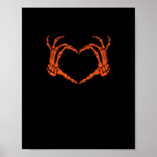 Skeleton Hand Heart Sign Costume Halloween Design Poster