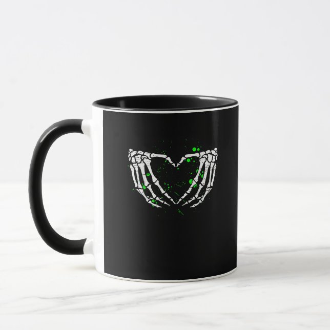 Skeleton Hand Heart Sign Costume Halloween Tasse (Links)