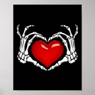 Skeleton Hand Heart Sign Halloween Skelett Hand P Poster