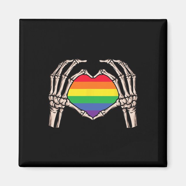 Skeleton Hand Heart Sign Retro Halloween Longbt Ra Magnet (Vorne)