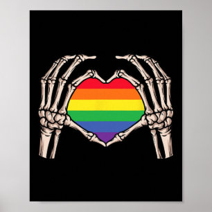 Skeleton Hand Heart Sign Retro Halloween Longbt Ra Poster