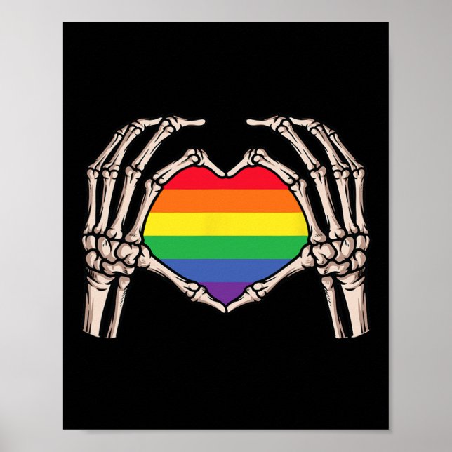 Skeleton Hand Heart Sign Retro Halloween Longbt Ra Poster (Vorne)