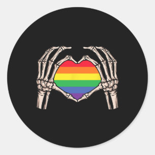 Skeleton Hand Heart Sign Retro Halloween Longbt Ra Runder Aufkleber