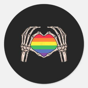 Skeleton Hand Heart Sign Retro Halloween Longbt Ra Runder Aufkleber