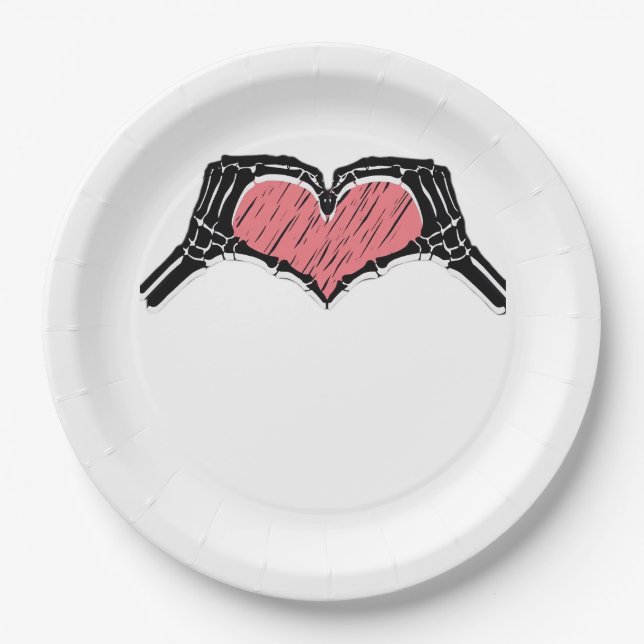 Skeleton Hand Heart Sign Valentinstag Classic Pappteller (Vorderseite)