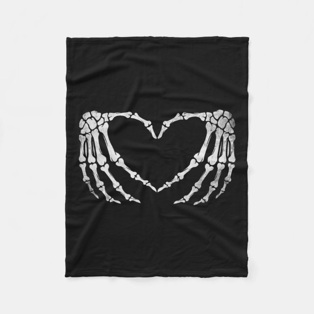 Skeleton Hand Heart Sign Vintage Halloween-Kostüme Fleecedecke (Vorderseite)