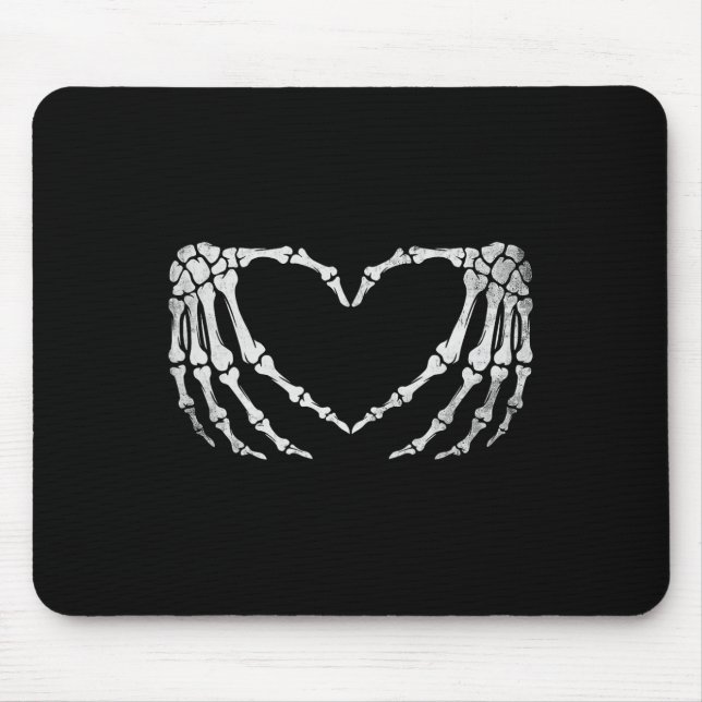 Skeleton Hand Heart Sign Vintage Halloween-Kostüme Mousepad (Vorne)