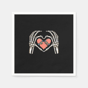 Skeleton Hand Heart Skateboard Valentinstag Funn Serviette