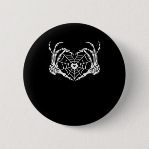 Skeleton Hand Heart Spiderweb Halloween Cobweb Par Button