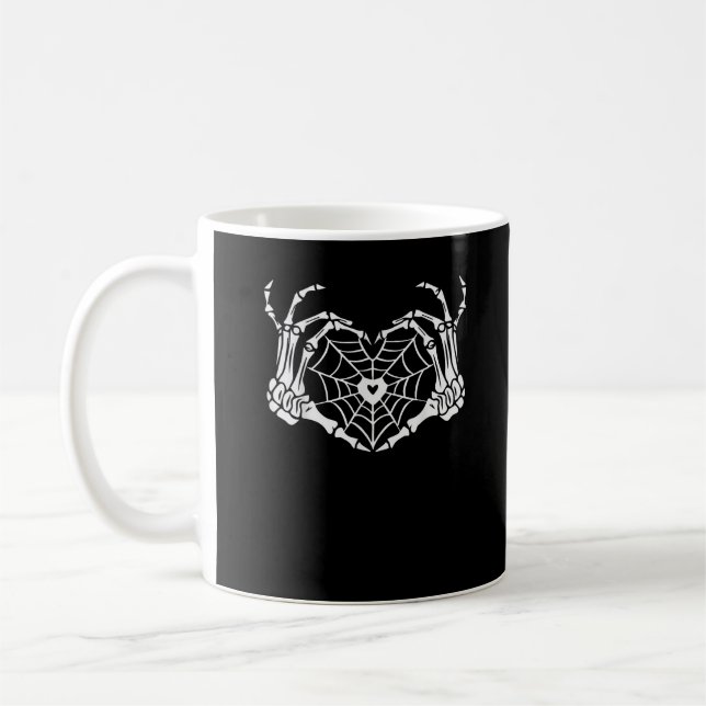 Skeleton Hand Heart Spiderweb Halloween Cobweb Par Kaffeetasse (Links)
