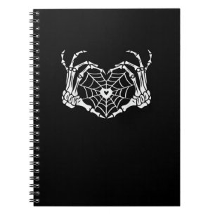 Skeleton Hand Heart Spiderweb Halloween Cobweb Par Notizblock