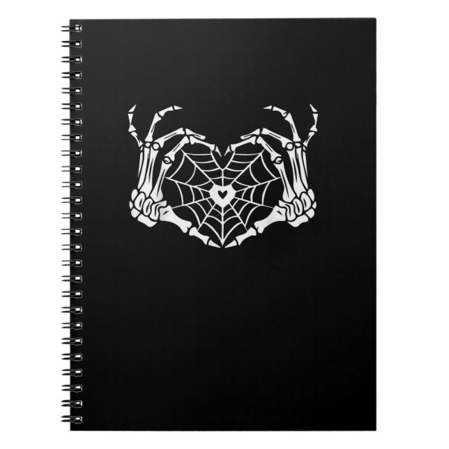Skeleton Hand Heart Spiderweb Halloween Cobweb Par Notizblock (Vorderseite)
