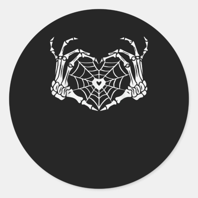 Skeleton Hand Heart Spiderweb Halloween Cobweb Par Runder Aufkleber (Vorderseite)