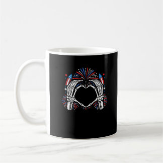 Skeleton Hand Heart USA Patriotic American Kaffeetasse
