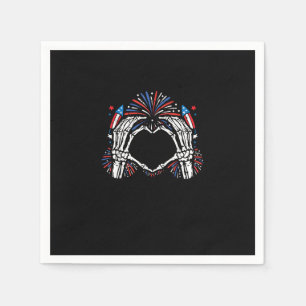 Skeleton Hand Heart USA Patriotic American Serviette