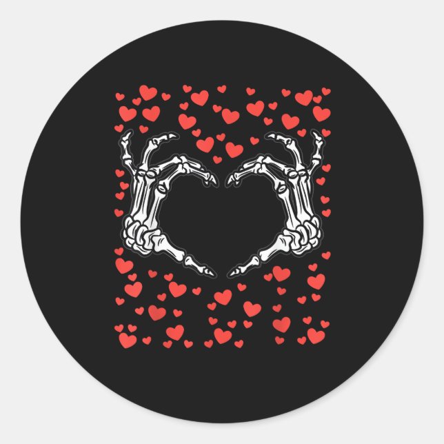 Skeleton Hand Heart Valentinstag Funny Classic Runder Aufkleber (Vorderseite)
