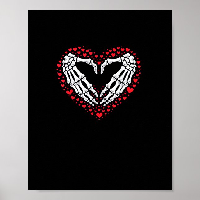 Skeleton Hand Heart Valentinstag Funny Couple Cu Poster (Vorne)