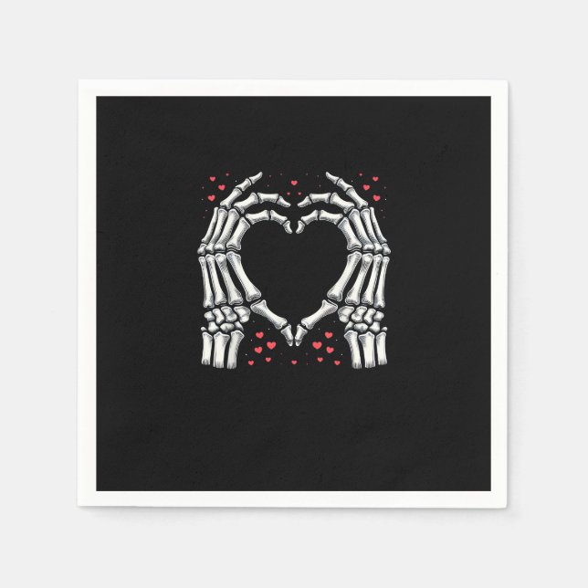 Skeleton Hand Heart Valentinstag Funny Couple Serviette (Vorderseite)