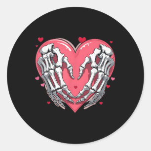 Skeleton Hand Heart Valentinstag Funny Couples L Runder Aufkleber