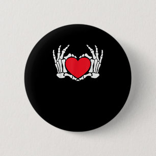 Skeleton Hand Heart Valentinstag Funny Meme Button