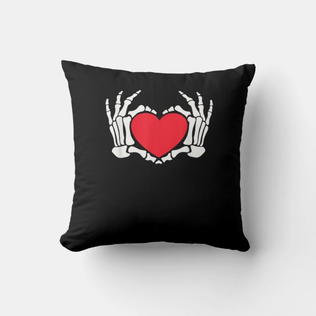 Skeleton Hand Heart Valentinstag Funny Meme Kissen (Vorderseite)