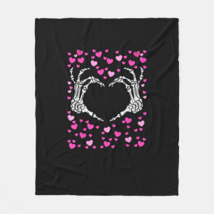 Skeleton Hand Heart Valentinstag Funny Viral Fleecedecke