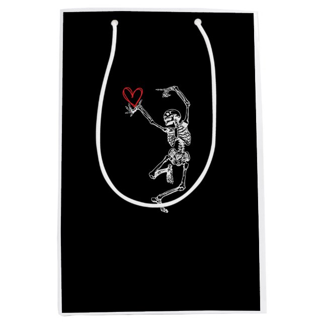 Skeleton Hand Heart Valentinstag Mittlere Geschenktüte (Vorderseite)