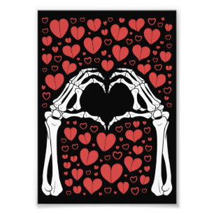 Skeleton Hand Heart Valentinstag Sonnenschein Lieb Fotodruck