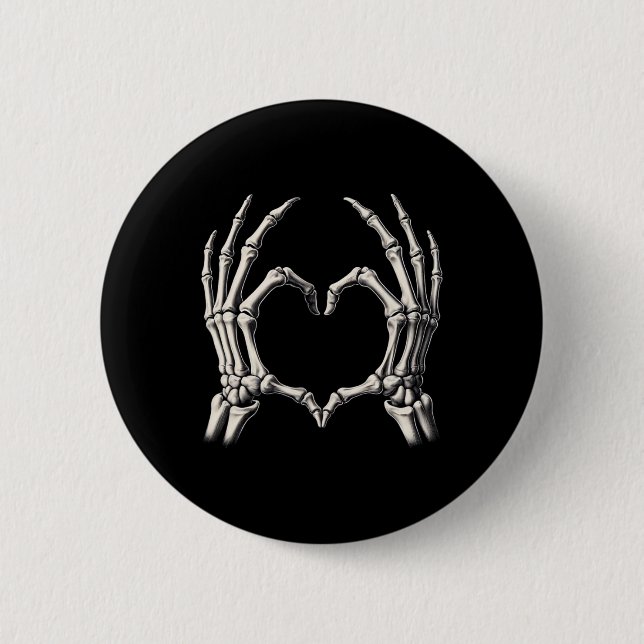 Skeleton Hand Heart Xray Retro Funny Halloween Cos Button (Vorderseite)