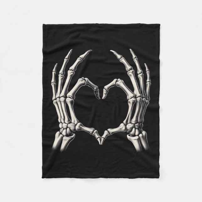 Skeleton Hand Heart Xray Retro Funny Halloween Cos Fleecedecke (Vorderseite)