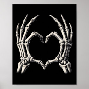 Skeleton Hand Heart Xray Retro Funny Halloween Cos Poster