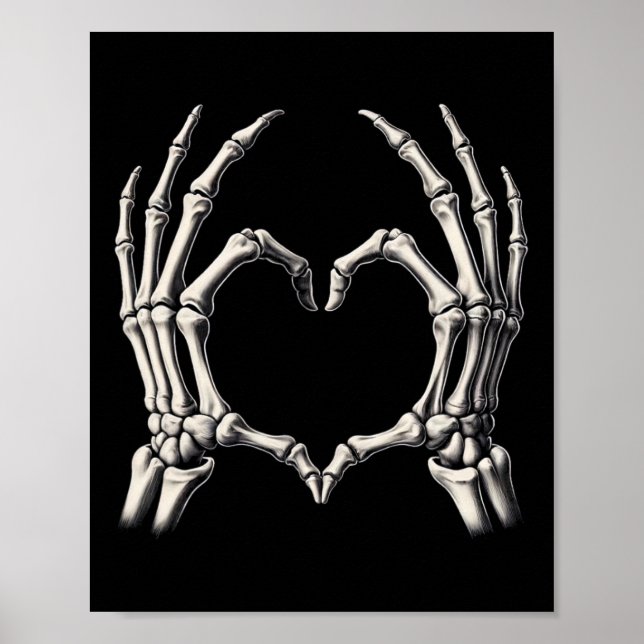Skeleton Hand Heart Xray Retro Funny Halloween Cos Poster (Vorne)