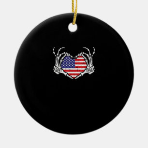Skeleton Hand Herz 4. der amerikanischen Flag Patr Keramik Ornament