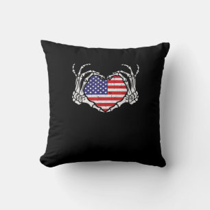 Skeleton Hand Herz 4. der amerikanischen Flag Patr Kissen