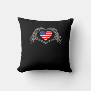 Skeleton Hand Herz 4. der amerikanischen Flag Patr Kissen