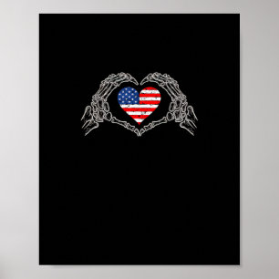 Skeleton Hand Herz 4. der amerikanischen Flag Patr Poster