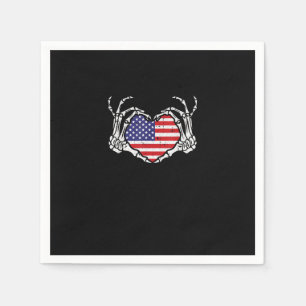 Skeleton Hand Herz 4. der amerikanischen Flag Patr Serviette