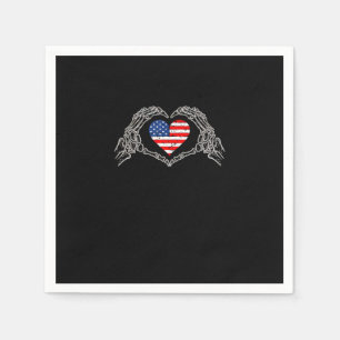 Skeleton Hand Herz 4. der amerikanischen Flag Patr Serviette