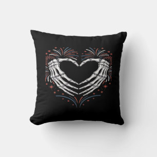 Skeleton Hand Herz 4. US-amerikanischer Patriotike Kissen