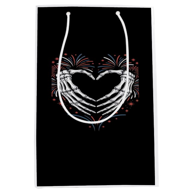 Skeleton Hand Herz 4. US-amerikanischer Patriotike Mittlere Geschenktüte (Vorderseite)