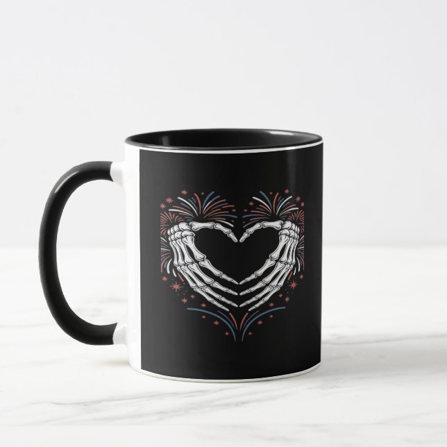 Skeleton Hand Herz 4. US-amerikanischer Patriotike Tasse (Links)