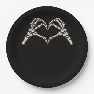 Skeleton Hand Herz Design Pappteller